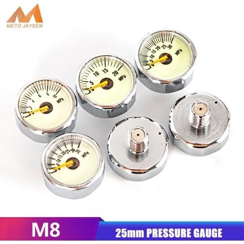 High Pressure Gauge 25mm M8x1 1 Inch Air Mini Manometre For PCP Paintball Pump Scuba Diving Valve 5Mpa 30Mpa 35Mpa
