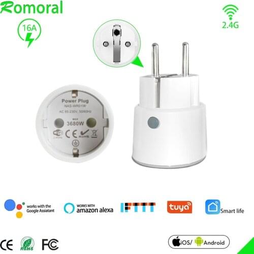 16A Mini EU Smart Plug Wifi Socket with Control Power Monitor Socket Outlet Timing Function work with Alexa Google Home Tuya