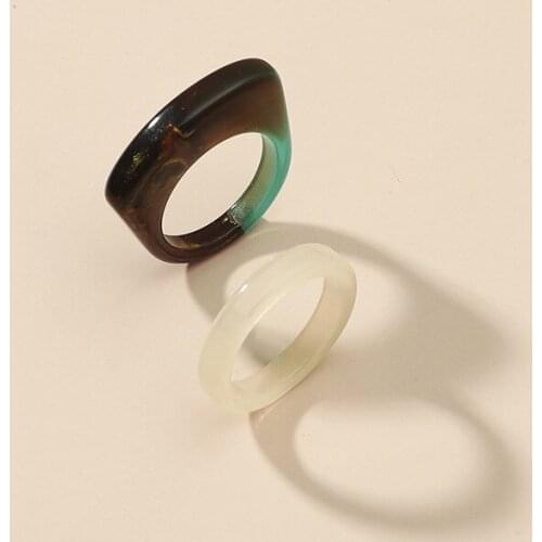 202New Korean Style Resin Ring Bohemian Geometry Simple Rings Set For Women Girls Party Jewelry bijoux femme Birthday Gifts