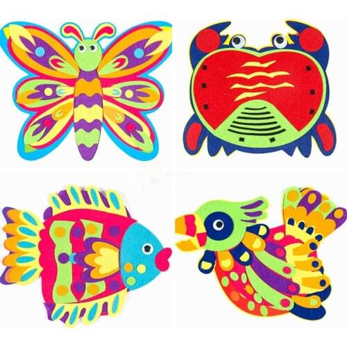 ZYOKRA 4 Designs Colorful Animals Puzzle Sticker Felt Early Leanring Felt Fabric Children handmade Nonwoven Decoration DIY Felt