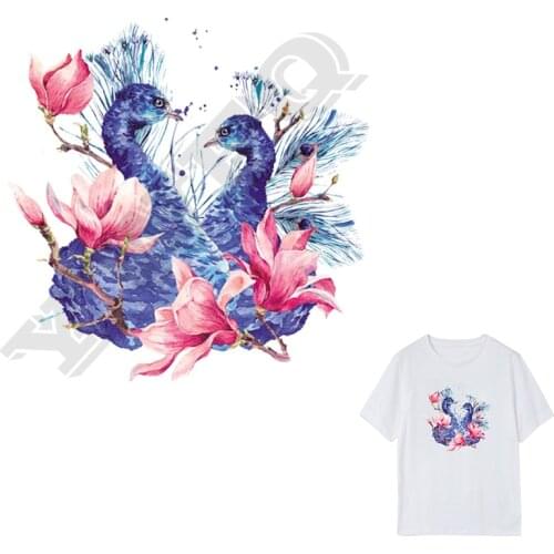 Peacock Iron-on Patches Dress Jeans Stickers Decoration For Clothes DIY Quality Washable Heat Transfers Bird Appliques