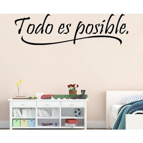 Everything Is Possible Spanish Motivational Quote Removable Vinyl Wall Art Sticker Home Office Wall Decoration Todo Es Posible