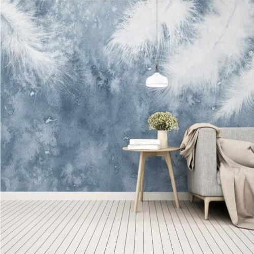 YOUMAN Desktop Wallpaper 3d Images Hd Custom Photo Wallpaper Blue Feather Mural Bedroom Wallpaper Ideas TV Room Kitchen Wall Art