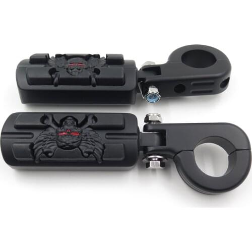 Aftermarket motor 1 1/4" Highway Stiletto 4475 Foot Pegs P-Clamps For yamaha suzuki Honda GoldWing GL Black Body Black Rubber