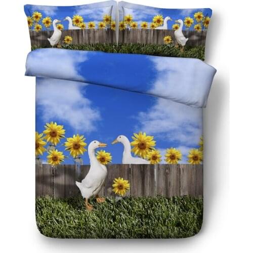 Goose and bamboo fence bed sets 3d printed bedding single twin double full queen king cal king comforter cover 3/4pcs bed linen