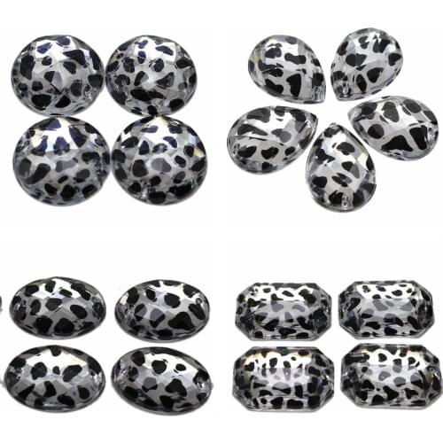Assorted Shape Leopard Print Acrylic Flatback Sewing Rhinestone Sew on Beads