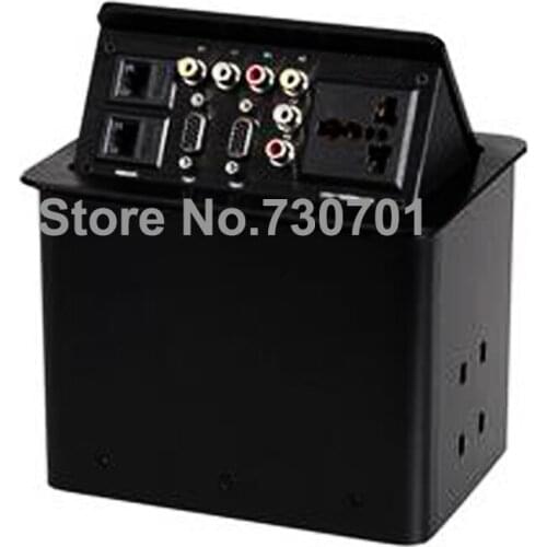 RCA HDMI/VGA Video, audio,USB network/Pneumatic/gas pop up aluminum alloy advanced multimedia desktop gas hidden socket xlr rj45