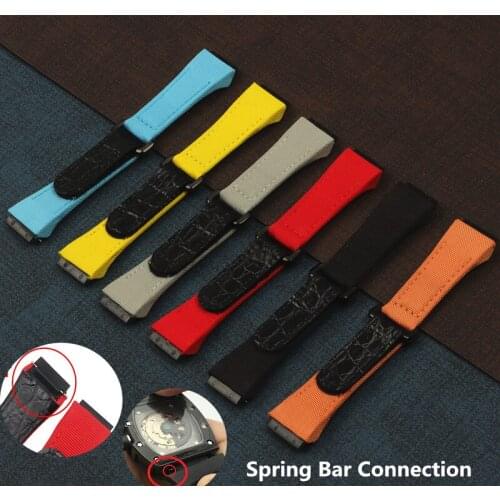25mm Men Nylon Fabric With Leather Watchband For Richard Watch Mille watch Strap band Bracelet For Spring bar Connetion