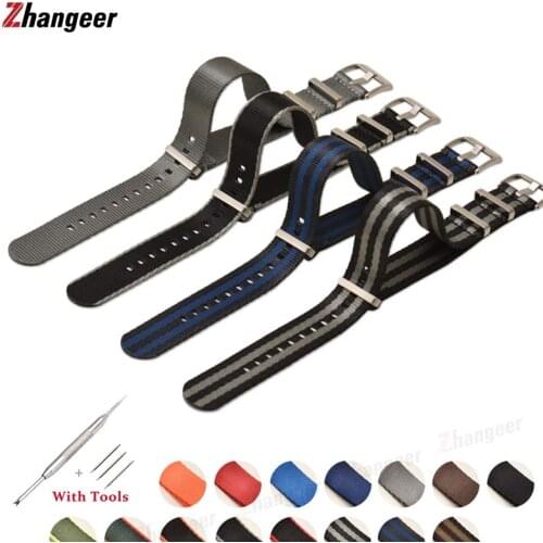 New 18mm 20mm 22mm 24mm NATO Army Sports Brand Nylon Fabric Belt Accessories Pin Buckle Bands Striped Elastic Nylon Watch Strap