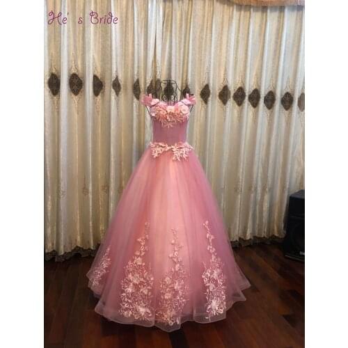 Hes Bride Luxury Evening Dress Sweet Heart Cap Sleeve Applique Embroidery Pearl Floor-length Party Ball Gown Robe De Soiree