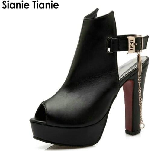Sianie Tianie Shoes Women High Heels Pumps Spring Peep Toe Gladiator Shoes Chains Sequined High Heels Platform Shoes Yellow 43