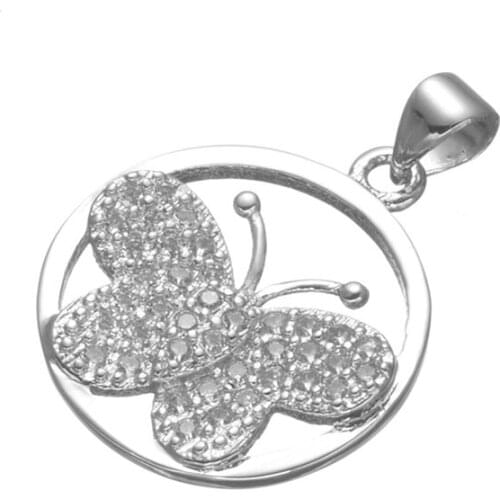 Butterfly mixed Round Circle pendants floating charms Fit Bracelet Necklace Micro Pave CZ DIY Accessories Supplies for jewelry