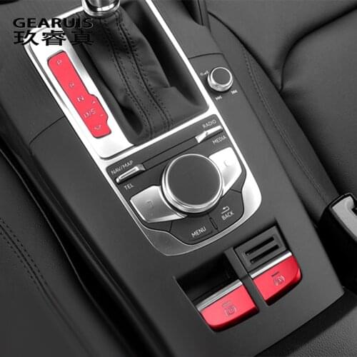 Car Styling Central Gear Handbrake A P Buttons Decorative panel Covers Stickers Trim For Audi Q2 Q2L Interior Auto Accessories