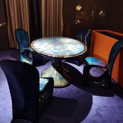 Italian light luxury high-end custom Louvre export furniture round table tea table piano painted furniture