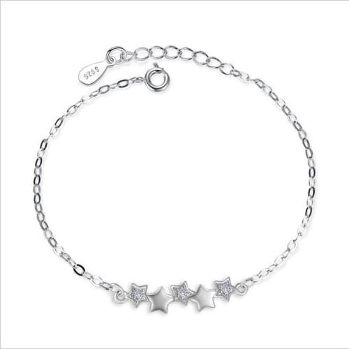 TJP Cute Crystal Star Women Anklets Jewelry Fashion 925 Silver Bracelets For Girl Bride Wedding Party Bijou Hot Lady Accessories