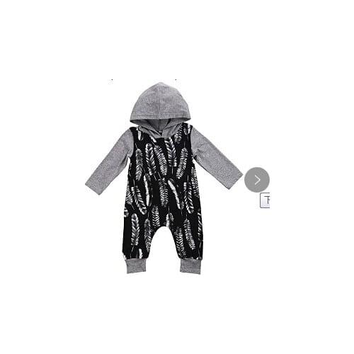 Hoodie Newborn Baby Boys Feather Hooded Romper Jumpsuit Playsuit Outfit Clothes Size 0-24M