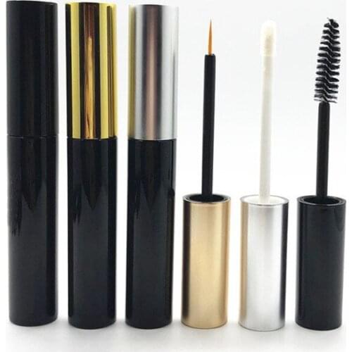 Eyelash Tubes Wholesale 10ml Empty Mascara Tube Containers Eyeliner Tube Eyelash Growth Liquid Tubes Glossy Black Bottle