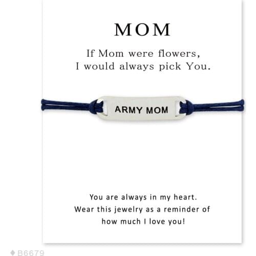 Unisex Girls Statement Make a Wish Silver Army Mom Charm Bracelets for Women