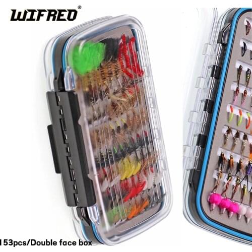 Wifreo 153PCS/box Wet Dry Flies Nymph Box Set Fly Fishing Flies Carp Fly Fishing Artificial Fish Bait Trout Fishing Fly Lures