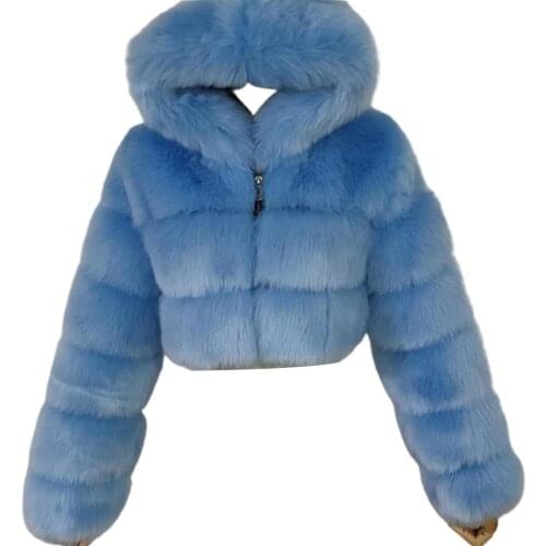 M-3XL Faux Fur Coats Women Winter Faux Fur Cropped Coat Fluffy Zip Hooded Warm Short Jacket Fur Jacket Overcoat пальто женское