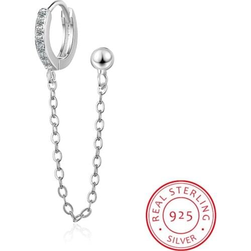 Charming Trendy Gold Silver Chain Tassel Earrings 1 pcs 925 Sterling Silver Round Hoop Earrings for Women Fashion Earrings 2019