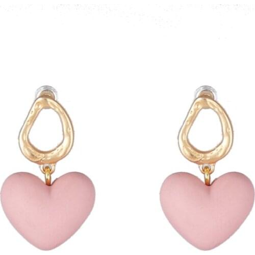 2020 new multicolour circle kawaii heart-shaped lovely cute sweet Matte color stud Earrings women