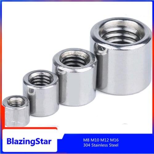 1/2/5PCS M8 M10 M12 M16 304 stainless steel round connecting nuts,lengthened round connecting nuts