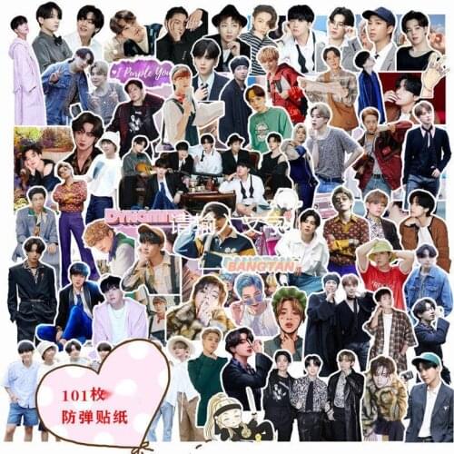 101Pcs/set Bangtan Boys Stickers KPOP Stars Stickers Idols Cute Photos Toys Stickers For Skateboard Suitcase Laptop