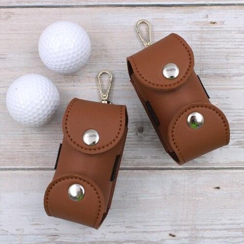 2pcs Portable Faux Leather Golf Ball Tees Holder Waist Pouch Storage Bag Container