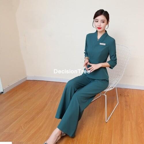 2021 women beauty salon work clothing hotel waiter work clothes spa uniform sauna foot bath uniforms hotel waiter work clothes