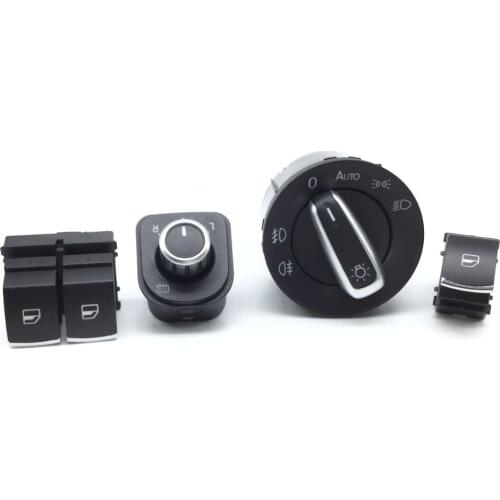 4 x Chrome Headlight Fog Lamp Mirror Window Control Switch Knob Button For Volkswagen VW Passat B6 Eos Golf 5 6 R32 GTI mk5 mk6