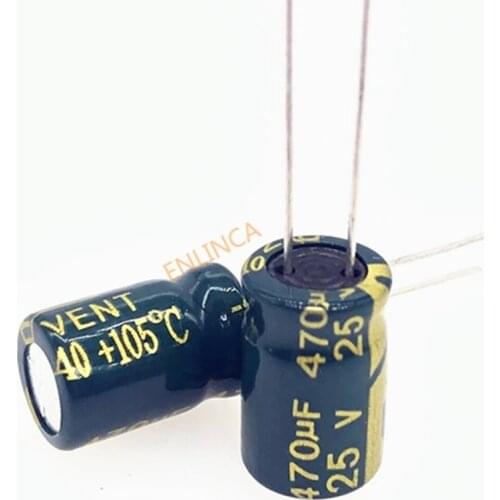 500pcs 25V 470UF 8*12 high frequency low impedance aluminum electrolytic capacitor 470uf 25v 20