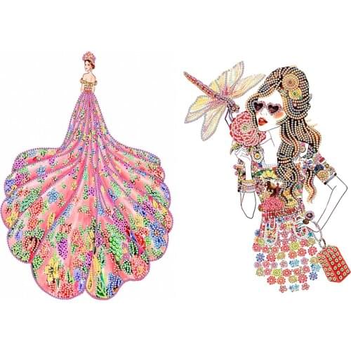 Dress Lady Partially Special-shaped Diamonds Painting DIY 5D Character Series Home Decoration Gift Hanging Painting 30x40cm