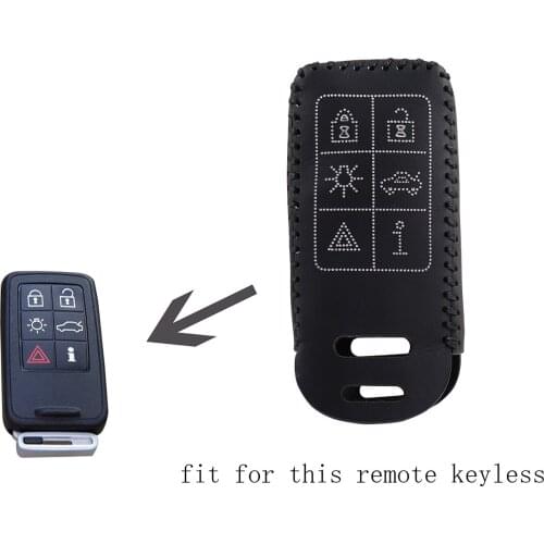 Genuine leather Keyless Remote Control Key Fob Cover Case Protector for Volvo 6 Buttons White