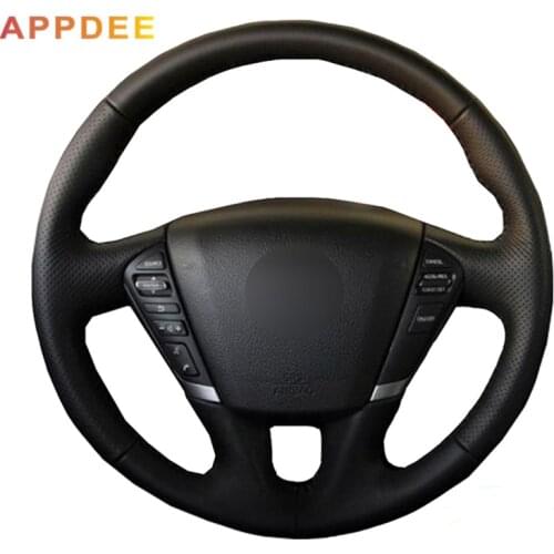 Handsewing Black Artificial Leather Steering Wheel Covers for Nissan Teana 2008-2012 Murano 2009-2014