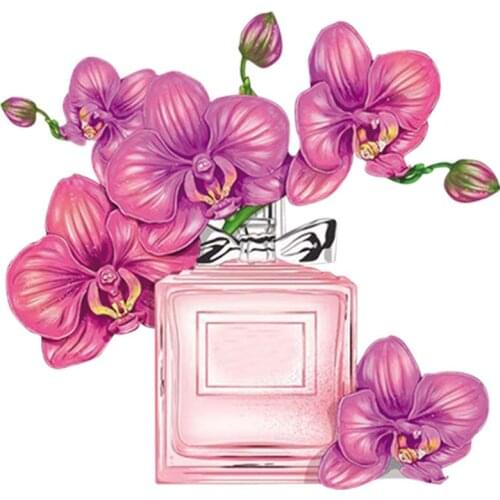 Flower Bottle Stickers On Clothes Vinyl Diy Heat Transfer Tops Fashion Appliqued Parches Girl Favorite