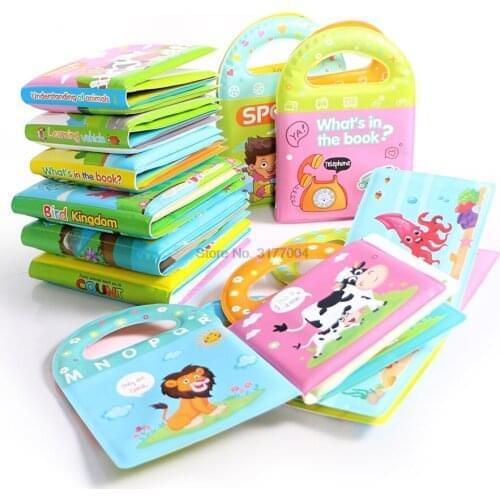DHL 200pcs Waterproofing Bath Book Swimming Cognitive Floating Toys 10 themes Bath Book Learning Animal Count Sports Toy