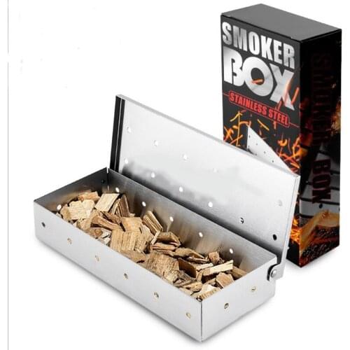 Indoor Charcoal Gas BBQ Wood Chips Smoker Box BBQ Grill Meat Infused Smoke Accessories Smoke Box Kitchen Tools stainless steel