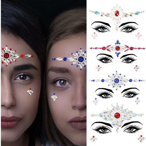 Music Festival Face Jewels Rhinestone Rave Face Gems Glitter Crystal Festival Face Sticker Eyes Face Temporary Tattoos for Party