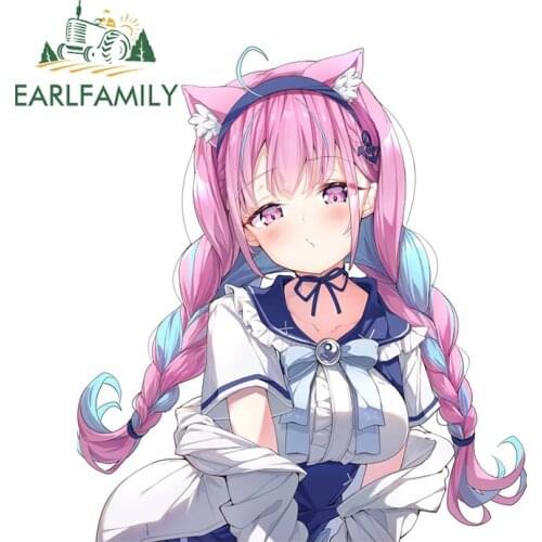 EARLFAMILY 13cm x 11.8cm for Hololive Minato Aqua Neko Car Stickers Occlusion Scratch Simple Decals Creative Car Styling