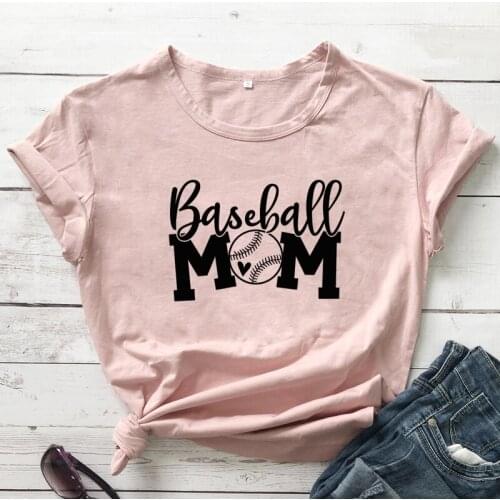 Baseball Mom 100%Cotton T-shirt Funny Women Graphic Sport Tee Shirt Top Casual Summer Short Sleeve Game Day Gift Tshirt Femme