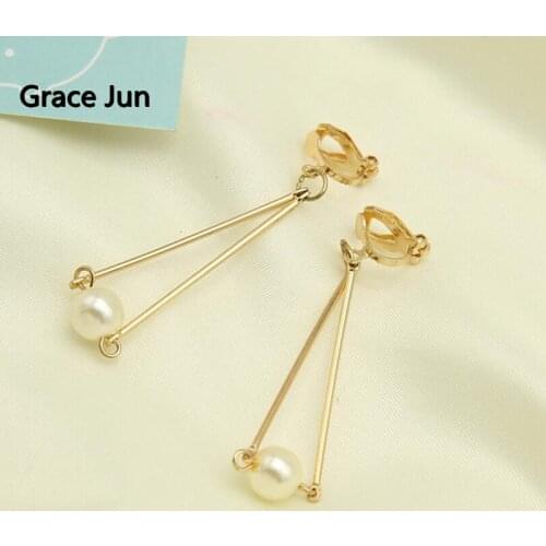 Hot Sale Fashion Gold Color Simulated Pearl Clip on Earrings No Pierced Cute Luxury Jewelry Needn't Ear Hole Earrings New Design