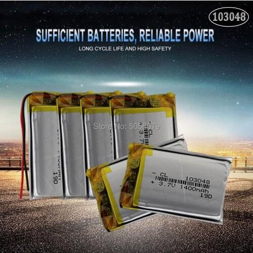 5pc 103048 3.7V 1400mAh Lithium Polymer LiPo Rechargeable Battery For Mp3 Mp4 PAD DVD DIY E-book bluetooth