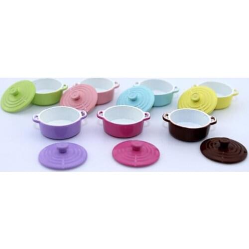 Cute Candy Color Mini 1/12 Miniature Dollhouse Soup Pot Play Kitchen Cooking Utensil for BJD Doll Food Toy Accessories