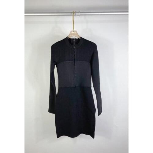 Fashion 2021 new ladies long sleeve round neck knitted dress 0116