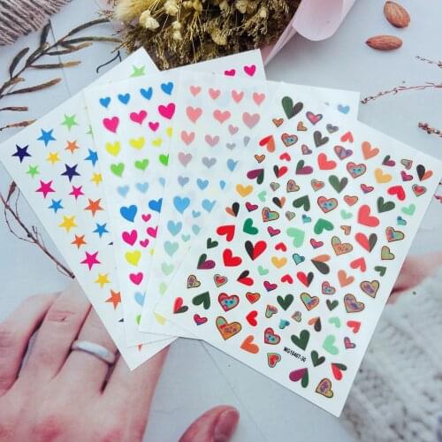 Star Mang Candy Color Love Stars Nail Sticker Self-adhesive Transfer Decal 3D Slider Skills Art Decorations Manicure Package