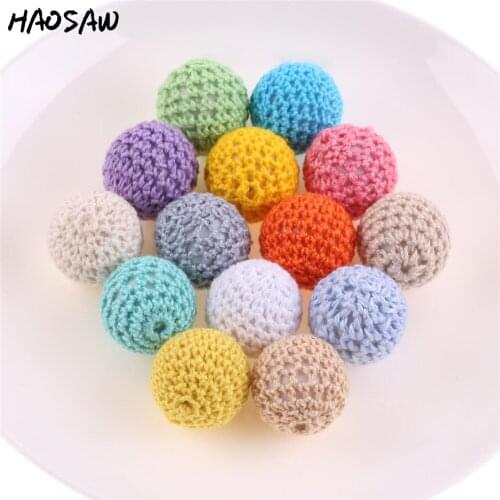 New 20MM 100Pcs/Lot Loose Round Colorful Crochet Beads Handmade Fashion Knitting Beads For Child DIY Jewelry Necklace Bracelet