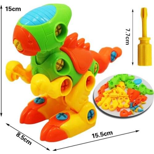 Early Learning Education DIY Screw Nut Group Installed Plastic 3d Puzzle Disassembly dinosaur DIY animals Toys for Child gifts