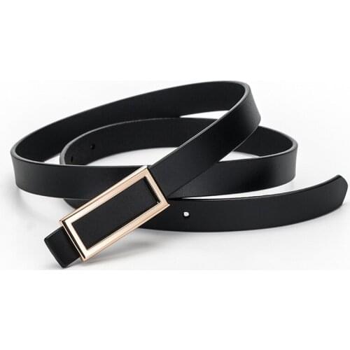 New Thin Cowskin Belt For Women Genuine Leather Waistband Womens Cummerbunds Decorative Gold Smooth Belt Female Luxury Straps