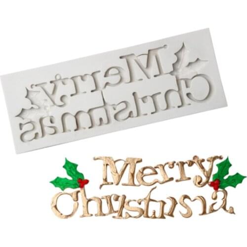 Merry Christmas Molds Fondant Cakes Decorating Tools Silicone Molds Sugarcrafts Chocolate Baking Tools For Cakes Gumpaste Form